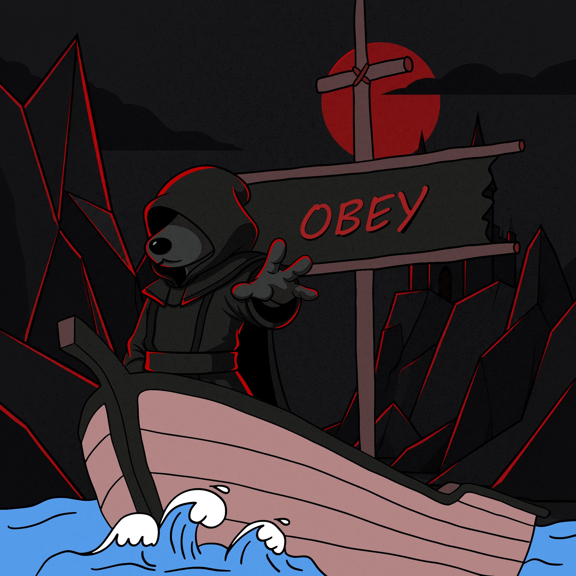 Imperial Dog standing on the OBEY ship